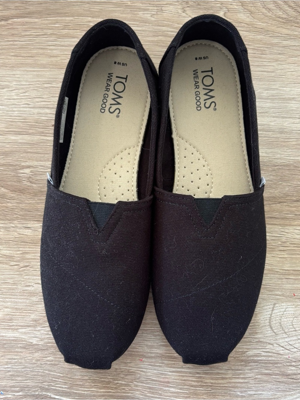 TOMS Classic Alpargata Black Canvas Slip On Shoes Women’s 8 - Picture 3 of 6
